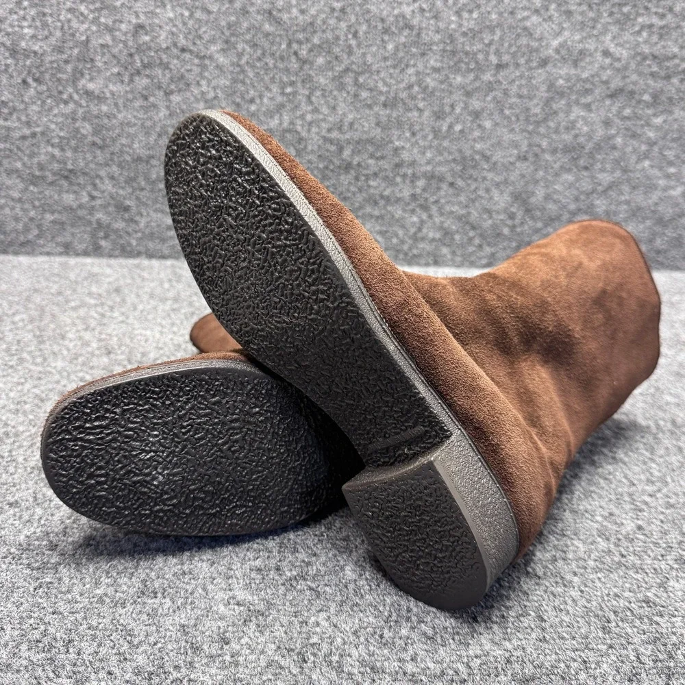Morland Suede Sherpa Boots Womens 6 Brown Made in England Winter Cabin Cozy